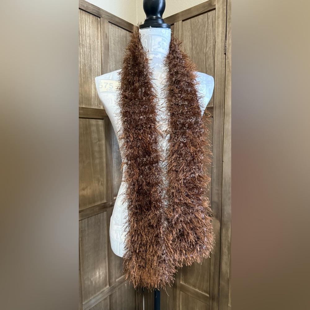 Women's Brown Fuzzy Scarf